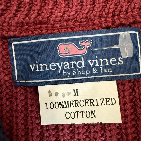 Vineyard Vines Quarter Zip Striped Pullover Sweater Burgundy Navy Yellow Men Med - Picture 5 of 6